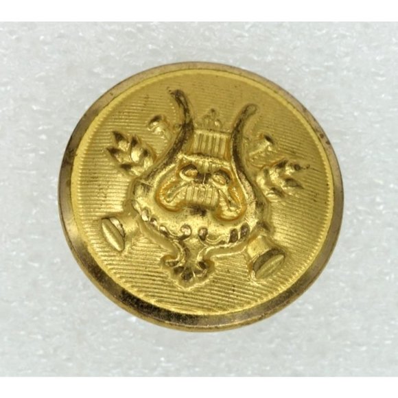 Vintage SET of 6 SUPERIOR QUALITY Military marching band brass buttons harp/lyre - Picture 2 of 5